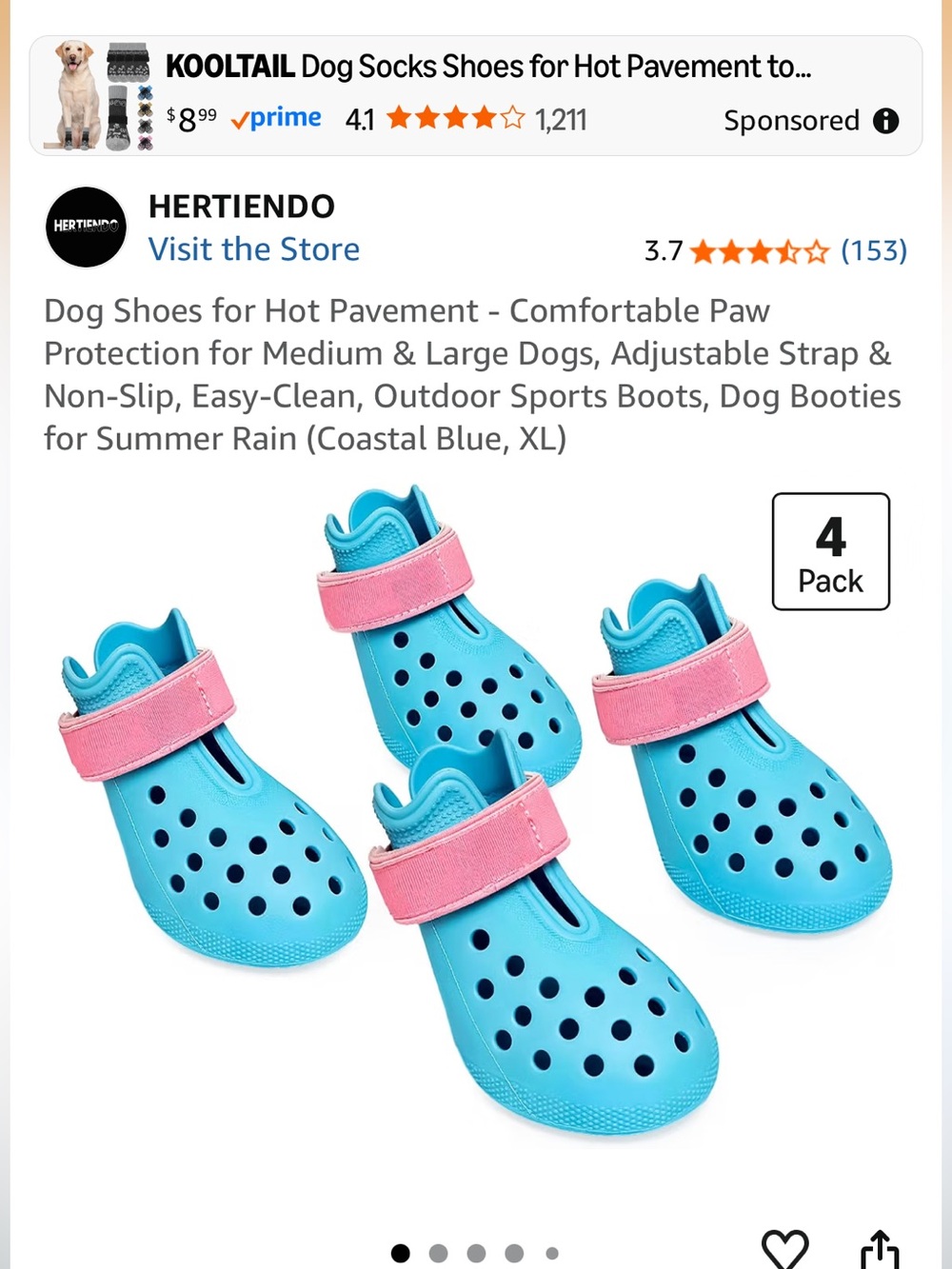 New Dog booties for hot and cold weather, comfortable paw protection, Size L